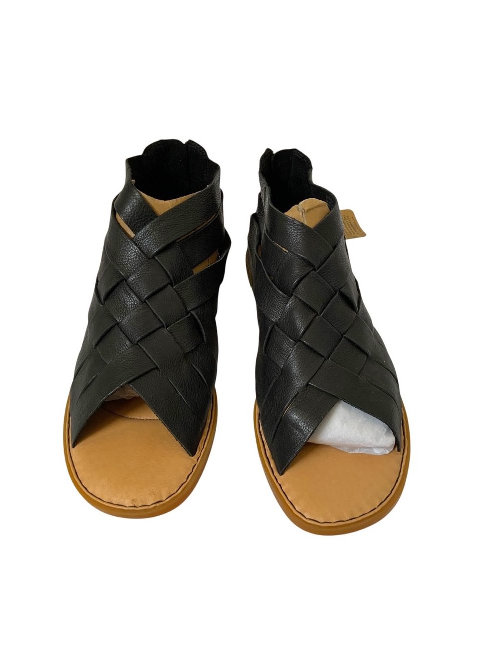 Born Black Woven Leather Open-Toe Sandals Size 11